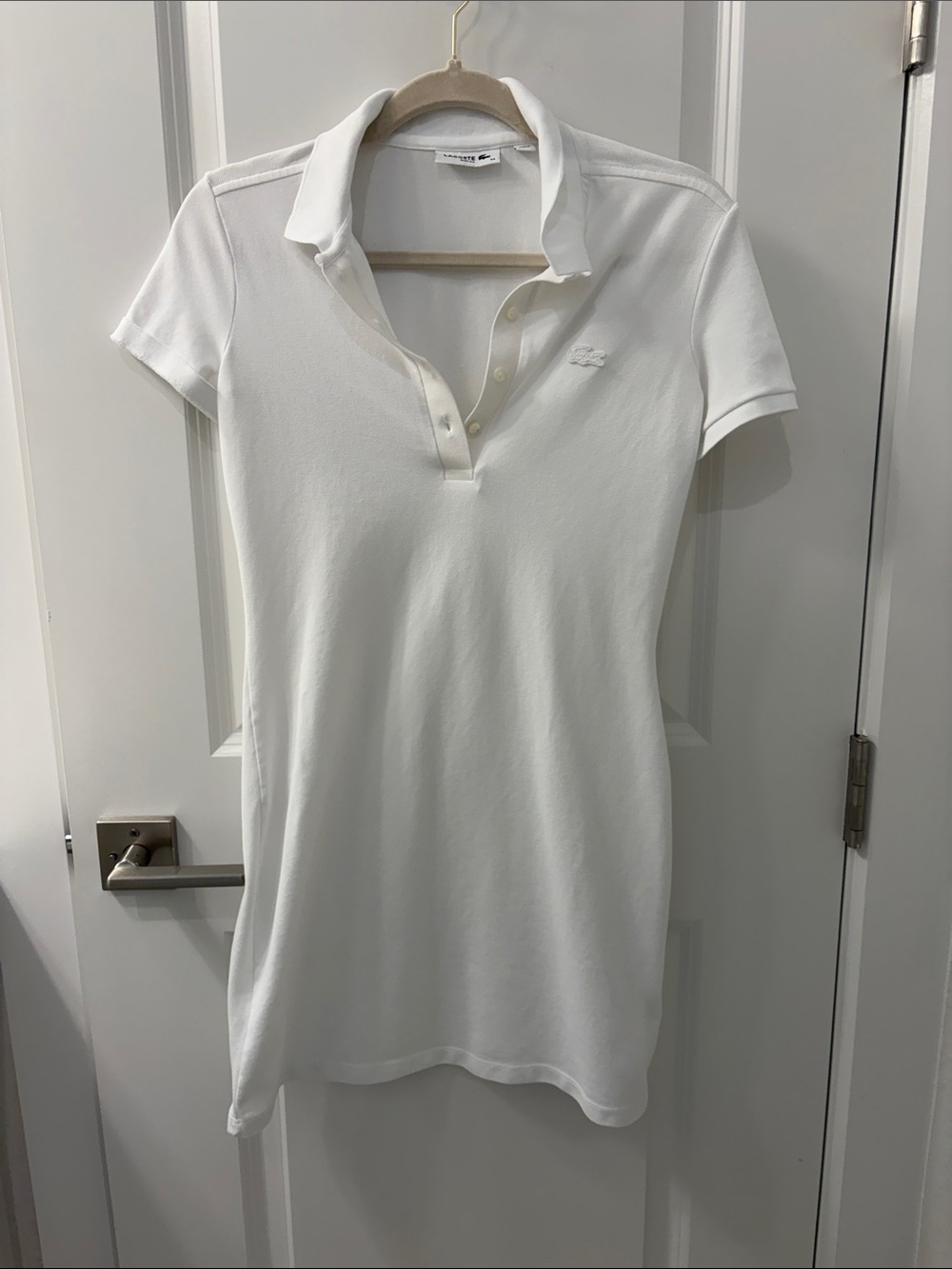 Lacoste White Short-Sleeve Polo Dress with Croc Logo